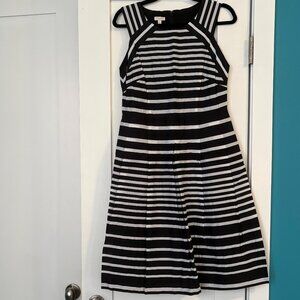 Talbots black and white striped dress with pockets size 6